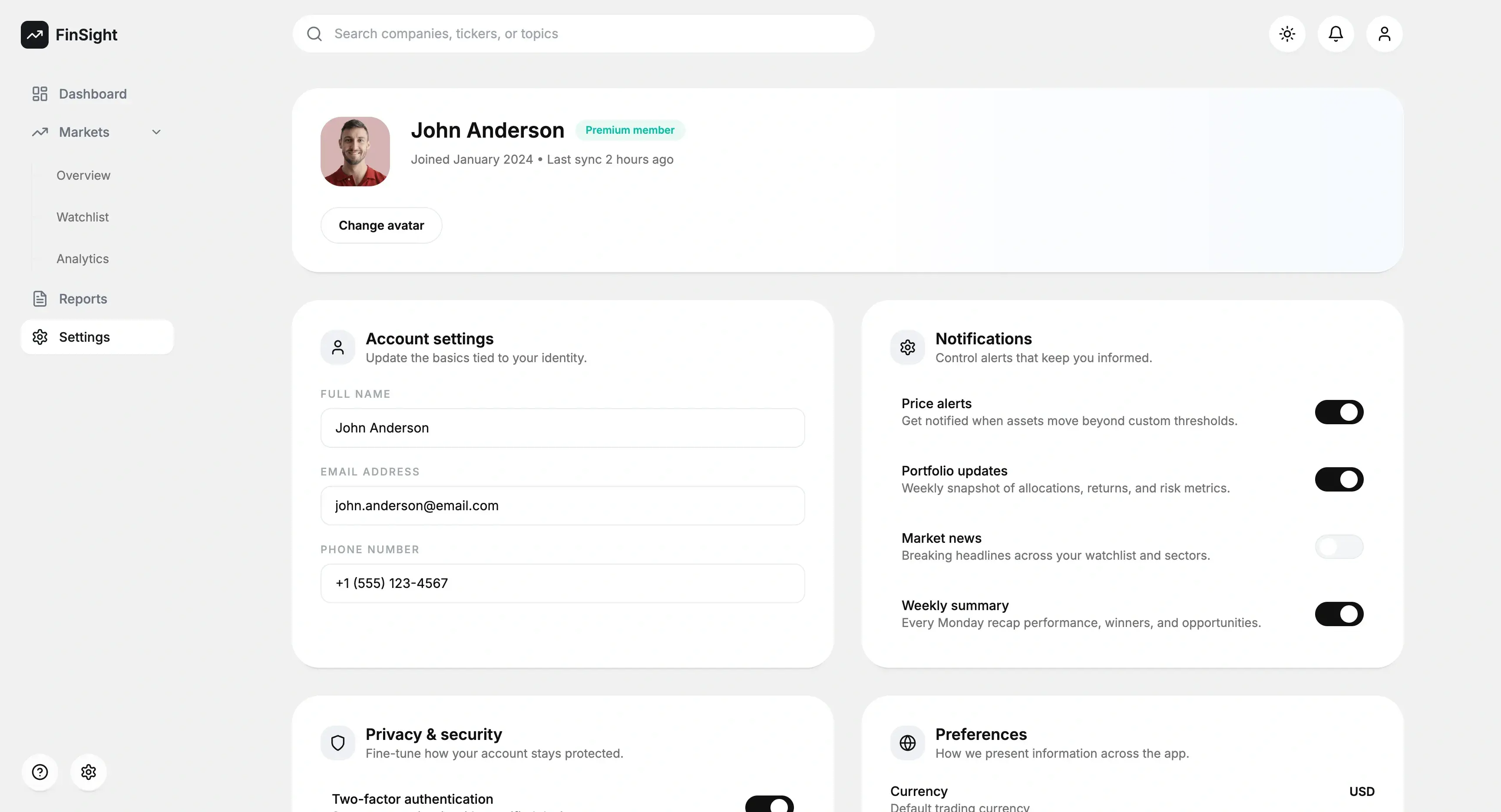 FinSight reports and insights